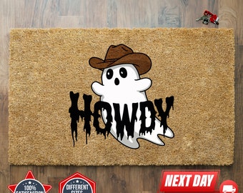 Howdy Decor Door Mat, Western Decor, Cowboy Doormat, Halloween Doormat, Ghost Doormat, Western Halloween, Scary Decor, Halloween Decor