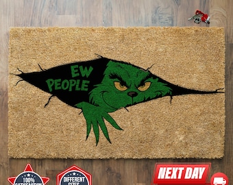 Ew People Funny Doormat, Grinch Doormat, Coir Doormat, Grinch Decor, Entryway Decor, Funny Gift, Christmas Doormat, Holiday Gift, Doormat