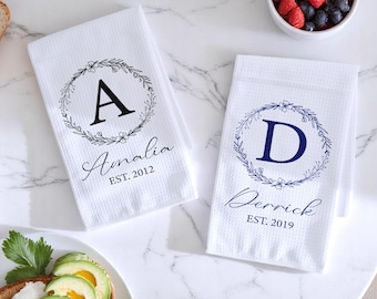Personalized Kitchen Towel, Custom Name Dish Towel, Hand Towel, Kitchen Decorations, Newlywed Gift, New Home Gift, Colorful Tea Towel