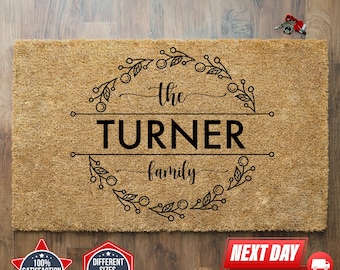 Custom Welcome Mat, Last Name Doormat, Custom Coir Doormat, Family Name Doormat, Personalized Gift, Customized Doormat, Home Decor Mat