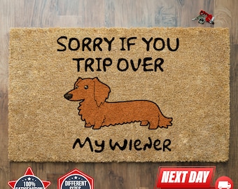 Sorry If You Trip Over My Wiener Doormat, Coir Doormat, Pet Lover Gift, Dog Mat, Dog Lover Gift, Dog Mom Gift, Funny Doormat, Welcome Mat