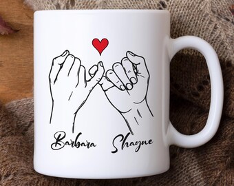 Personalized Pink Promises Mug, Ceramic Mug, Hot Chocolate Mug, Handmade Mug, Valentine Mug, Coffee Lover Gift, Coffee Mug, Custom Mug