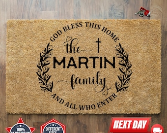Custom Last Name Doormat, Personalized Last Name Doormat, Coir Doormat, New Home Gift, Housewarming Gift, Home Decor Mat, Outdoor Doormat