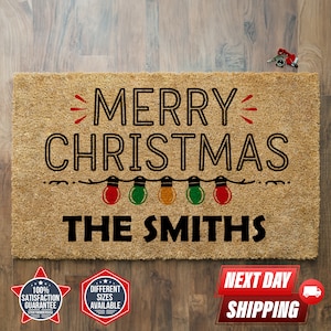 Merry Christmas Doormat, Personalized Doormat, Custom Gift, Outdoor Doormat, Family Name Doormat, Home Doormat, Christmas Doormat, Door Mat