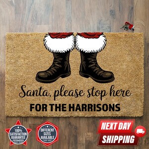 Personalized Doormat, Santa Clause Welcome Mat, Custom Doormat, Personalized Doormat, Welcome Door Mat, Christmas Doormat, Housewarming Gift