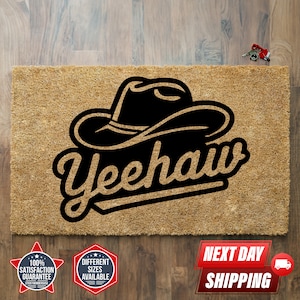 Yeehaw Western Door Mat, Cowboy Doormat, Western Doormat, Farmhouse Decor, Farmhouse Doormat, Cowgirl Gift, Western Pattern, Door Mat