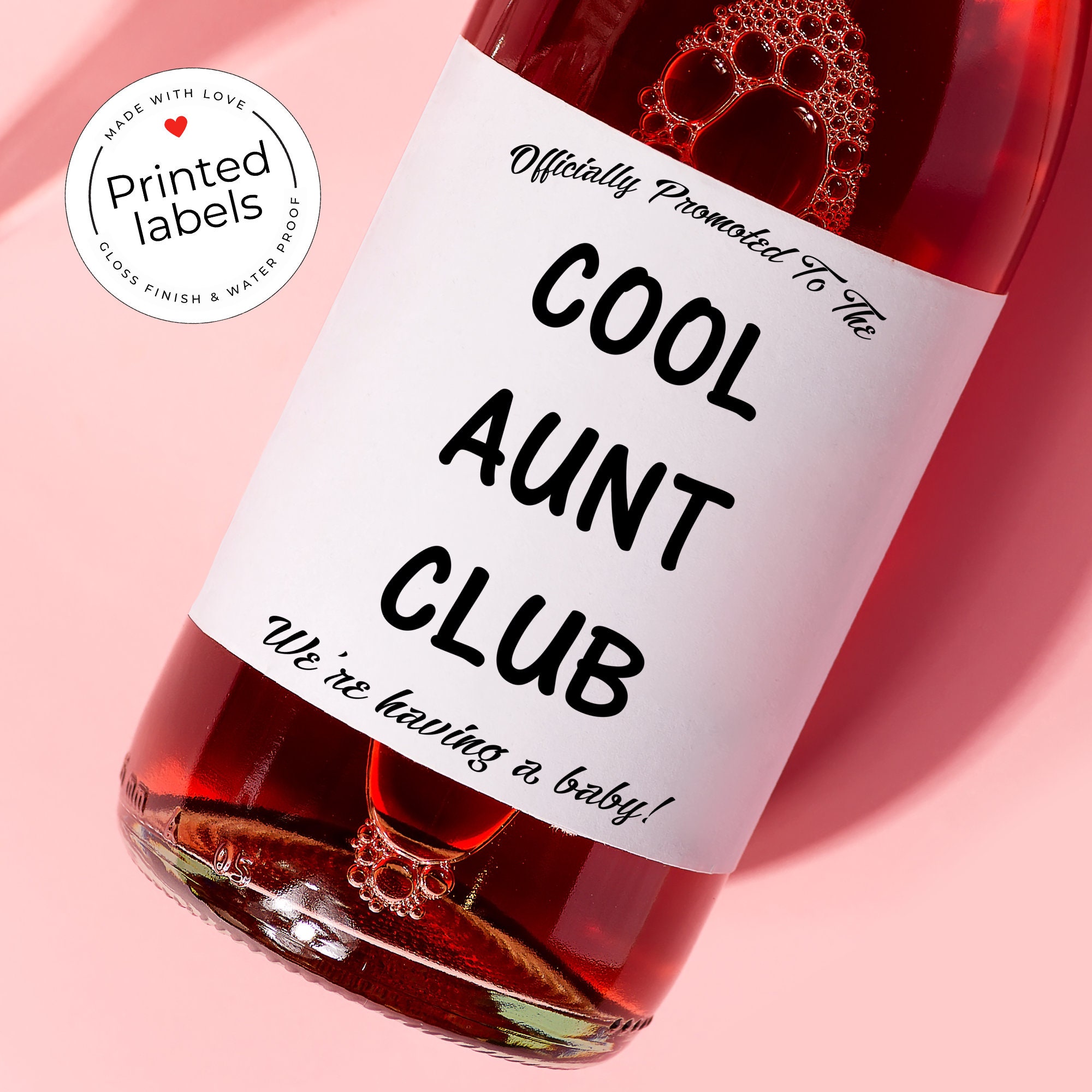 Cool Aunt Club Wine Label, Baby Shower Favor, Pregnancy Reveal - Etsy