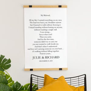 Custom Wedding Speech Hanging Canvas, Custom Gift, Anniversary Gift, Gift for Wife, Custom Speech Print, Custom Wall Art, Memorial Gift