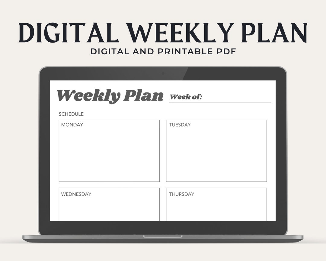 Weekly Planner Digital and Printable A4/A5/US Letter Sizes Instant ...