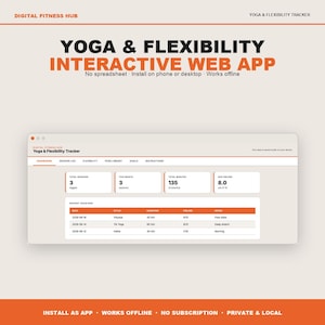 Yoga & Flexibility Tracker | Interactive Web App | Session Log Dashboard | Instant Access No Download