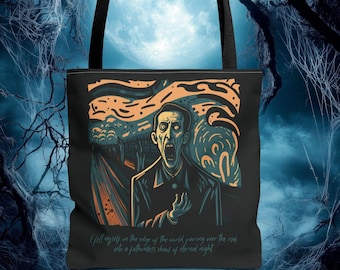 Lovecraft the Scream Tote Bag, HP Lovecraft Gothic Literature Book Bag, Unique Gothic Tote, Literary Gift for Bookworm, Spooky Book Lover