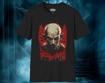 Nosferatu Vampire Unisex Softstyle T-Shirt, Gothic Horror Tee, Halloween Costume Shirt, Spooky Vampire Top, Classic Monster Apparel
