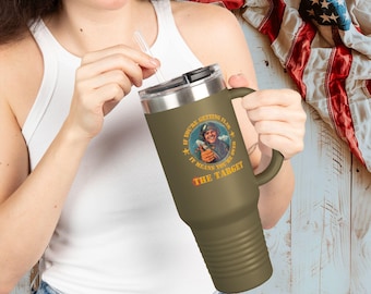 Patriotic Meme Insulated Travel Mug, Veteran Gift, Military Appreciation, Coffee Lovers Ideal, 40oz Stainless Steel