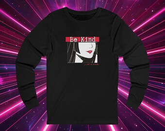 Be Kind... of a bitch, manga girl long sleeve tee | anime aesthetic, black shirt with attitude