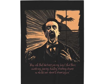 Edgar Allan Poe Velveteen Plush Blanket, Cozy Warm Throw, Gothic Home Decor, Halloween Gift, Literary Lover Blanket, Cuddle Up