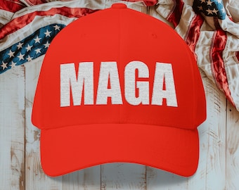 MAGA White Text Logo Baseball Cap with Embroidery, Perfect for Outdoor Activities, Veterans Day Gifts, Casual Wear, Unisex Style