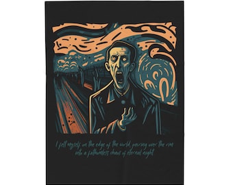 Lovecraft the Scream Velveteen Blanket, Gothic Literary Throw, Bookworm Gift, Cosmic Horror Decor, Unique Gothic Literature