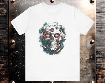 Koszulka z krótkim rękawem Robot Skull Unisex, prezenty dla graczy