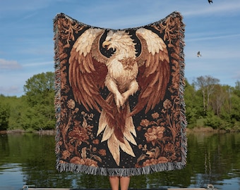 Medieval Gryphon Woven Blanket, Cozy Home Decor, Unique Gift for Fantasy Lovers, Fantasy Throw. Gift for Him, Gift for Her, Home Decor