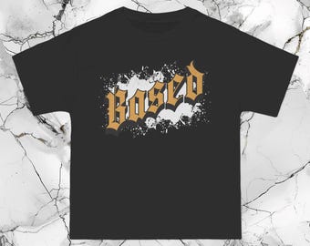 Based Distressed Graphic Beefy-T® Tee, Relaxed Fit T-Shirt for Casual Wear, Vintage Design, Unisex Streetwear Top, Soft Comfortable Shirt