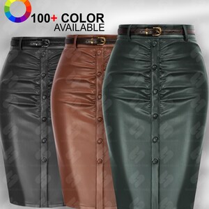 High Waist Glossy Bodycon Pencil Skirt For Women - Elastic Casual Slim Business