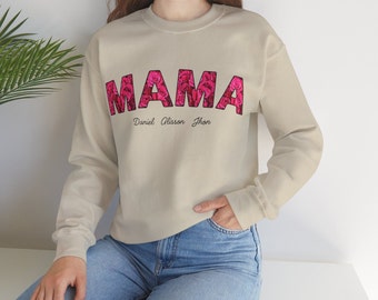 Personalized Mama Sweatshirt with Kids names - Custom mom gift - Custom Mama Crewneck with Kids Names. Floral Pattern