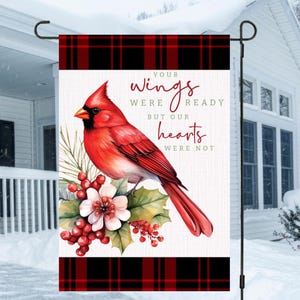 12x18 Gartenfahne, Kardinal Weihnachten, Weihnachtskardinal, Gartenfahne, Weihnachtsgartenfahne, Hofschild, Winterfahne, Digital Design, PNG