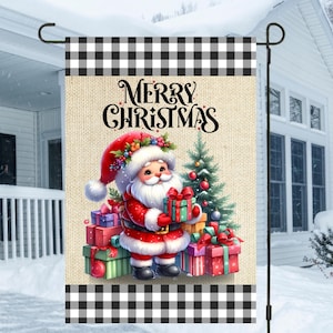 12x18 Garden Flag, Santa Flag, Santa Garden Flag, Christmas Garden Flag, Yard Sign, Winter Flag, Digital Design, PNG
