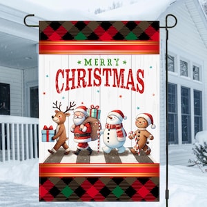 12x18 Garden Flag, Santa, Reindeer, Snowman, Gingerbread, Christmas,Garden Flag , Christmas Flag, Yard Sign, Winter Flag,Digital Design, PNG