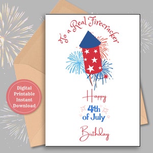 Biglietto di compleanno patriottico, biglietto del 4 luglio, biglietto del 4 luglio, rosso, bianco, blu, biglietto di compleanno dell'orgoglio americano, stampabile per il compleanno dello zio Sam