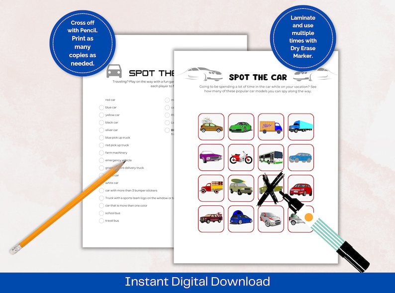 Road Trip Family Activities, Spot the Car Pictures or Words, This or That, What's on Your Phone ...