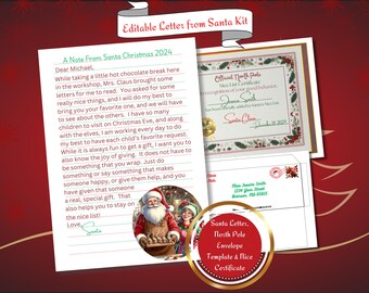 Kit Lettre du Père Noël, Certificat de gentillesse modifiable par le Père Noël, Lettre de Noël imprimable du Père Noël, Enveloppe Pôle Nord, Instructions vidéo