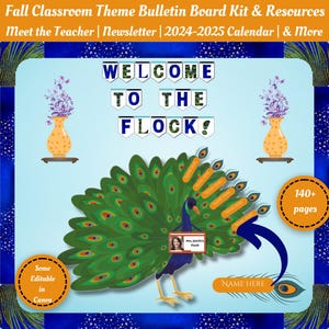 Printable Fall Classroom Decor Set with Peacock Theme - Perfect for Kindergarten, Back to School Bulletin Board