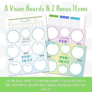 Vision Board Bundle, Success Planner Kit, Self Help Tool, Financial Vision Dream Tracker, Motivational Goal Setting Improvement Boards
