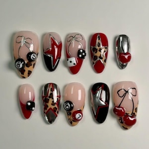 Customizable Cherry Leopard Press-On Nails