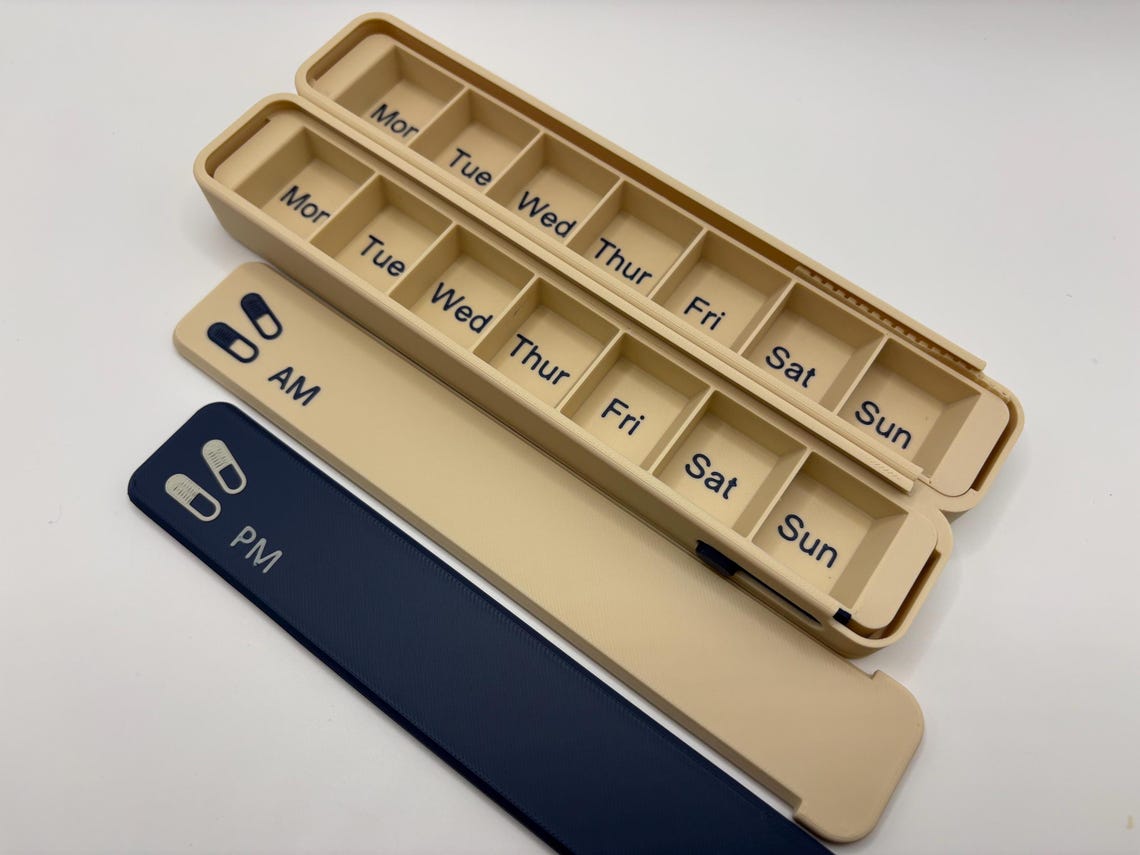 AM PM 7 Day Pill Box | Stylish Weekly Medication Organizer | Wellness ...