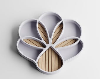 Auralis Lotus Jewelry Tray | Flower Shaped Desk Organizer | 3D Printed Catchall Bowl | Aesthetic Vanity Decor | Ring & Key Dish
