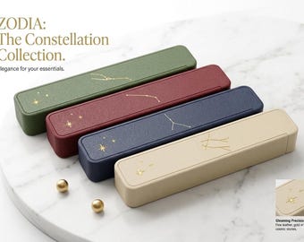 Large Zodiac Pencil Case | Constellation Stationery Organizer, Plant-Based Material