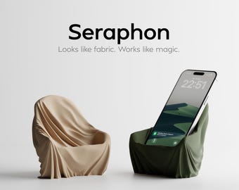 Seraphon Sculptural Phone Stand | Faux Fabric Mobile Holder | 3D Printed Desk Accessory | Modern Drapery Illusion | Smartphone Dock for Desk