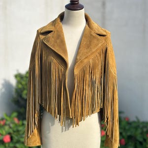 Womens Brown Suede Leather Fringe Jacket: Western Cowgirl Style