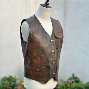 Men&#39;s Dark Brown Distressed Leather Cafe Racer Vest, Men&#39;s Dark Brown Wax Leather Biker Vest, Motorcycle Vest, Leather Vest For Men