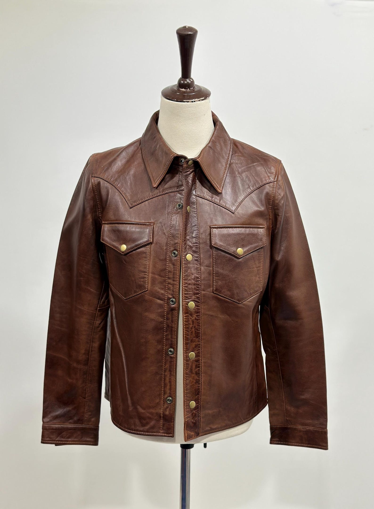 Mens Distressed Brown Leather Biker Shirt Slim Fit Western Style Etsy mens-distressed-brown-leather-biker-shirt-slim-fit-western-style-etsy