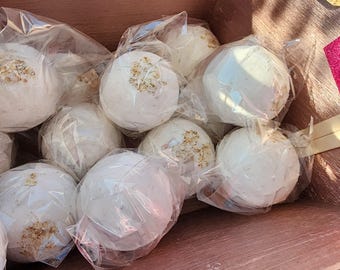 Goat Milk, Oats, and Honey Bath Bomb, Honey Scented, Oat Fizzy, Artisan Skincare