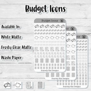 Budget Icon Stickers: Hand-Drawn Planner Stickers - Matte or Washi
