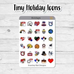 Tiny Holiday Planner Stickers | Functional Icon Stickers | Matte Vinyl