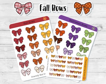 Fall Halloween Thanksgiving Bow Stickers, Planner Stickers
