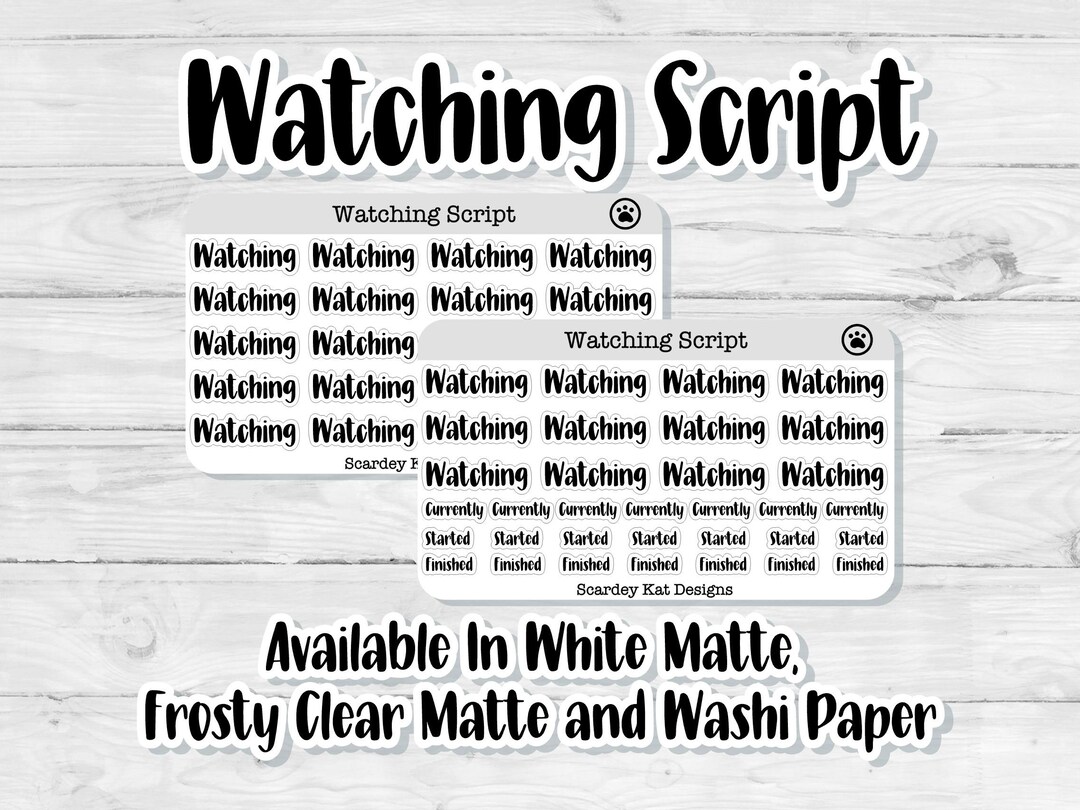Wathcing Sticker Watching Stickers | Brush Script Planner Stickers for Journals ...