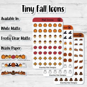 Fall Planner Stickers | Seasonal Icon and Header Stickers | Matte, Clear or Washi