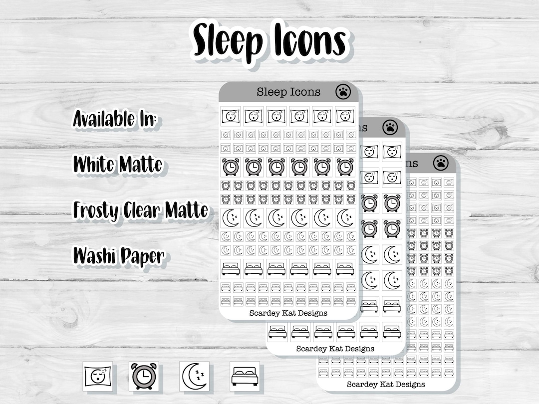Sleep Mode Sticker Sleep Planner Stickers | Functional Icon Stickers | Matte, Clear or ...