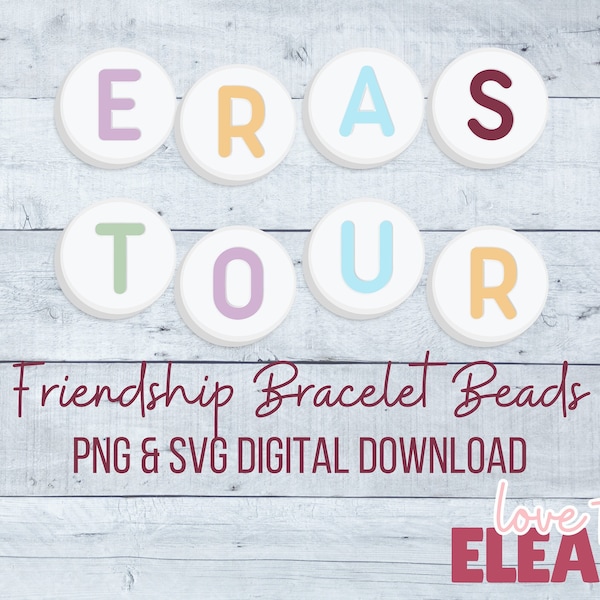 The Eras Tour Friendship Bracelet Beads PNG & SVG Files | Perfect for Taylor Swift Watch or Listen Parties and All Swifties!